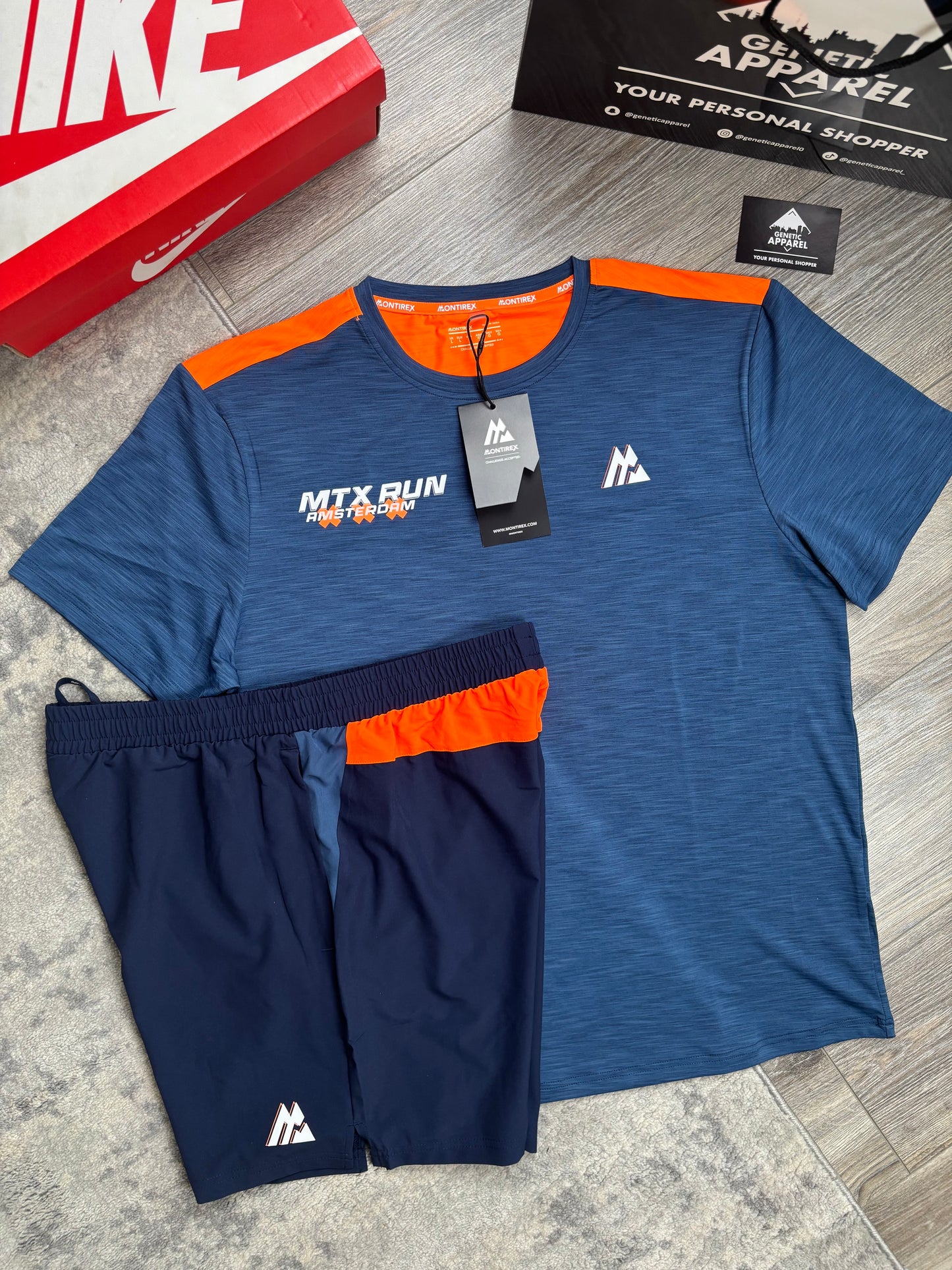 Montirex T-Shirt / Short Amsterdam Set - ‘Navy/Orange’