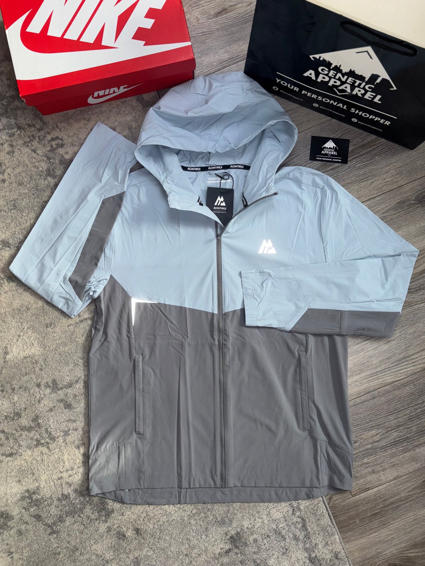 Montirex ‘Charge’ Jacket / Short Set - ‘Baby Blue / Grey’