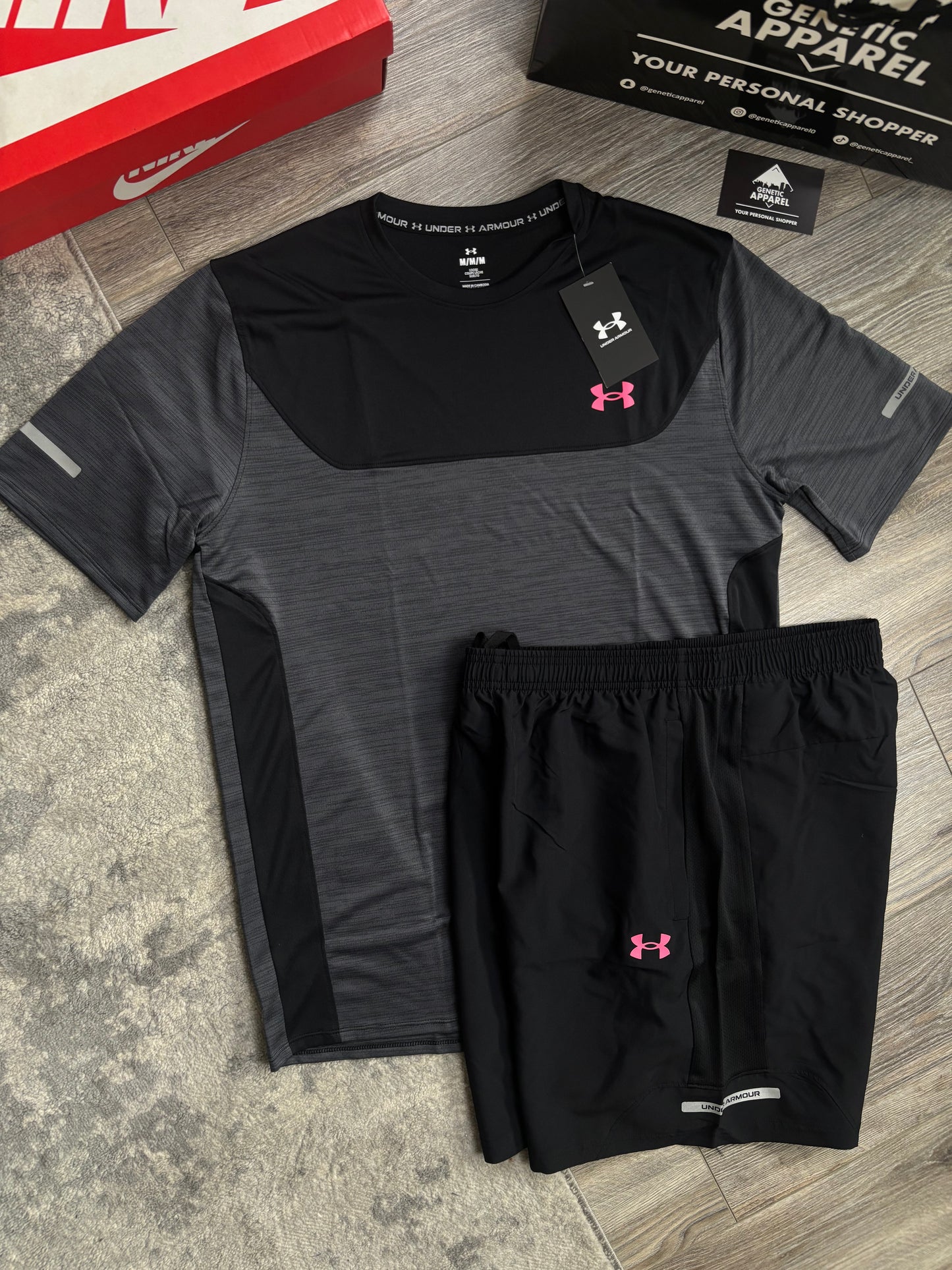 Under Armour Utility T-Shirt / Short Set - ‘Black / Pink’
