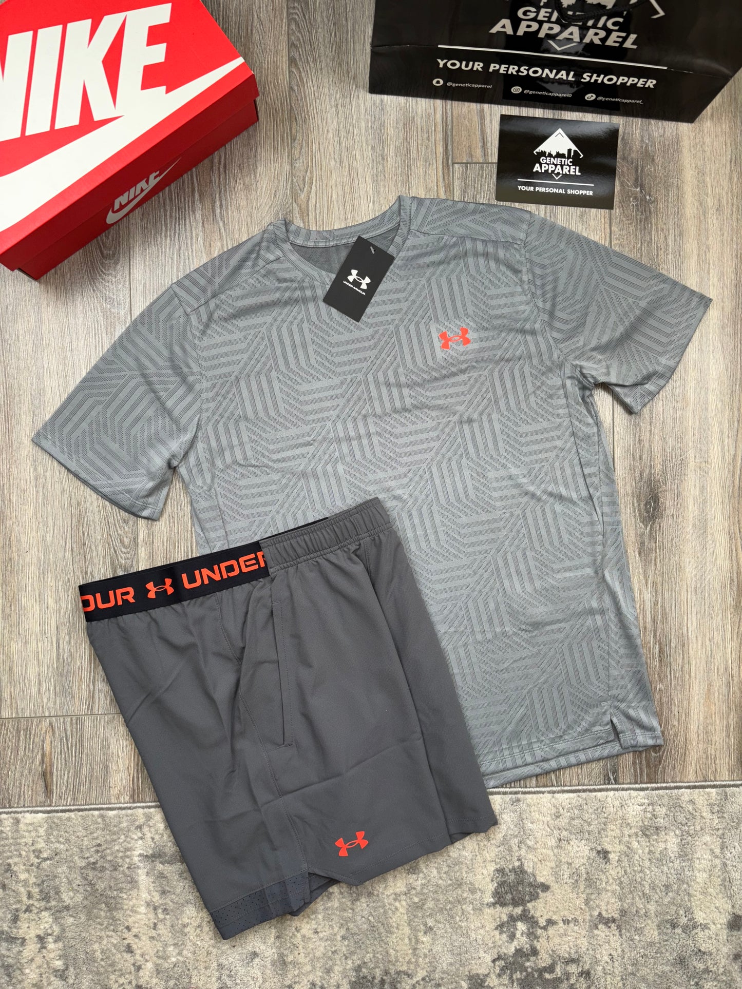 Under Armour G T-Shirt/Short Set - ‘Slate Grey/Orange’