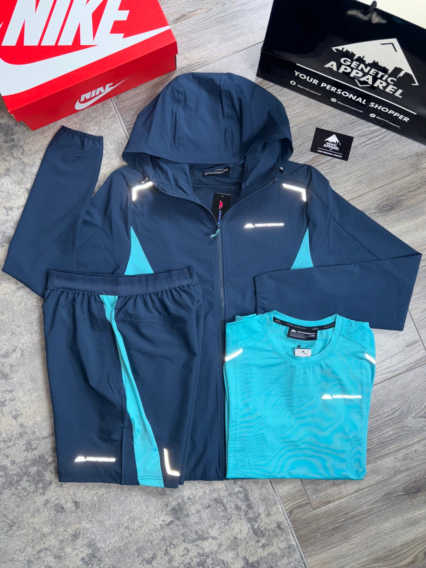Monterrain 3-Piece Windrunner Set - ‘Navy/Turquoise’