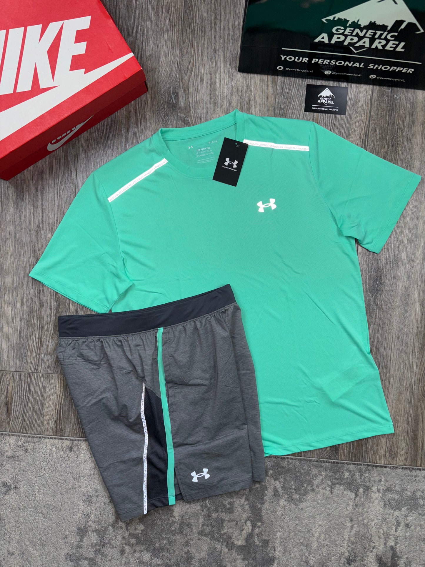 Under Armour T-Shirt/Short Set - ‘Mint/Grey’