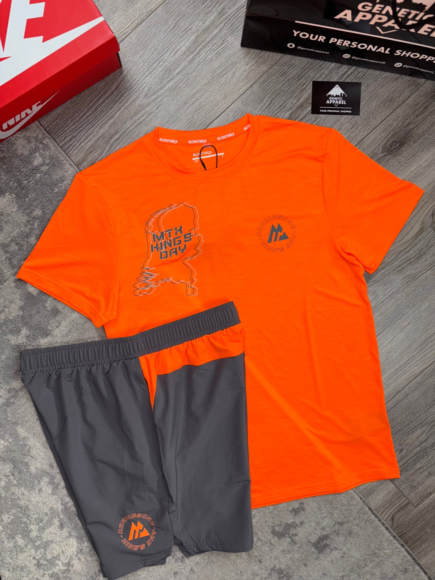 Montirex Dutch Exclusive T-Shirt / Short Set - ‘Orange/Grey’