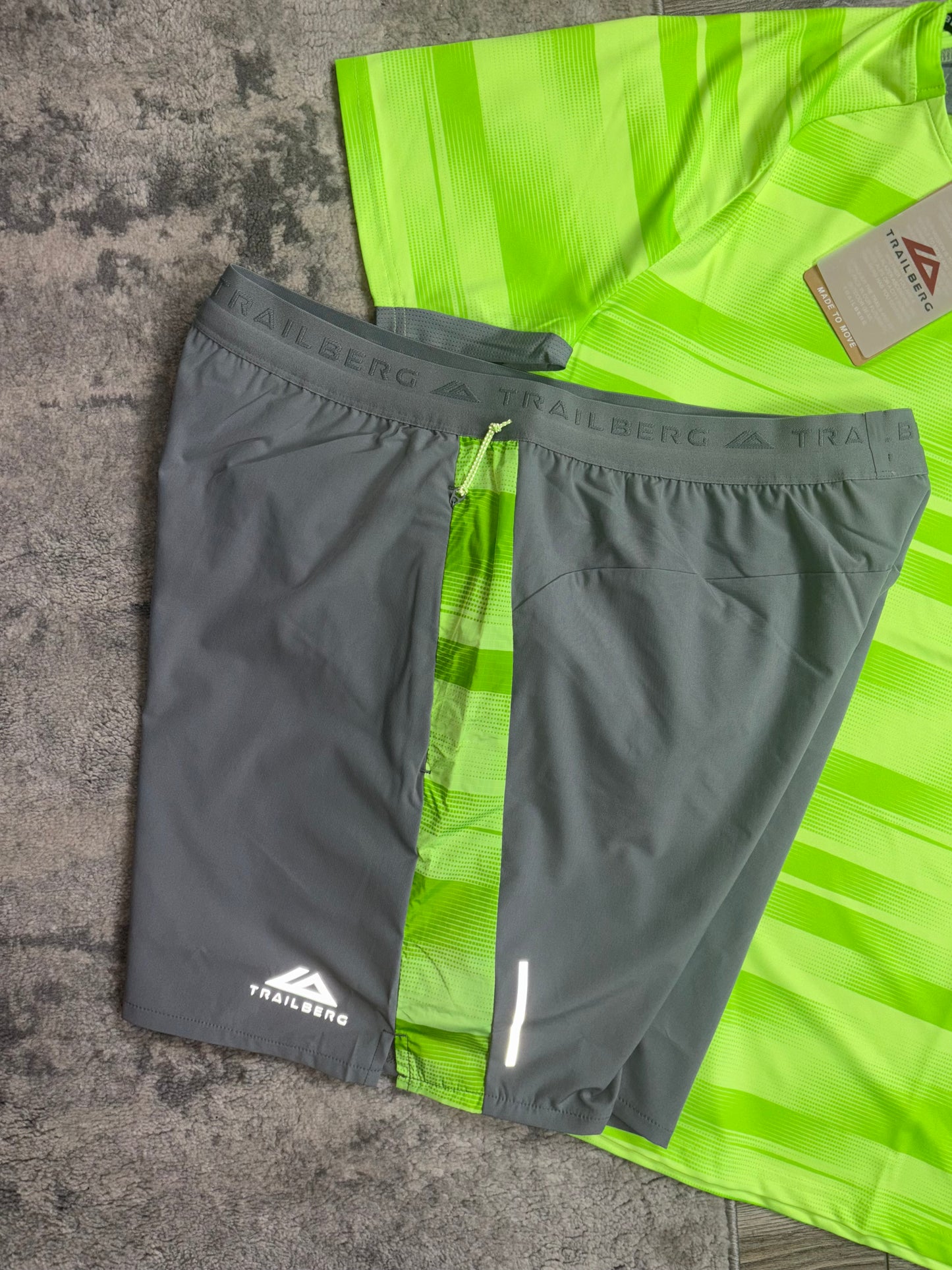 Trailberg Vertex T-Shirt / Short Set - ‘Lime/Grey’