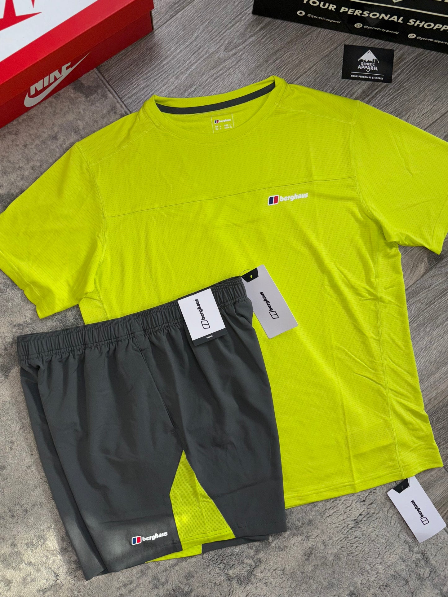 Berghaus T-Shirt / Short Set - ‘Lime / Grey’