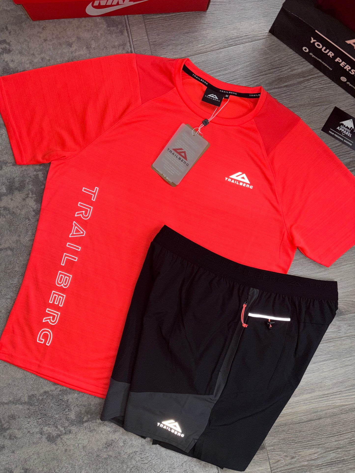 Trailberg Vertigo T-Shirt / Short Set - ‘Black / Red’