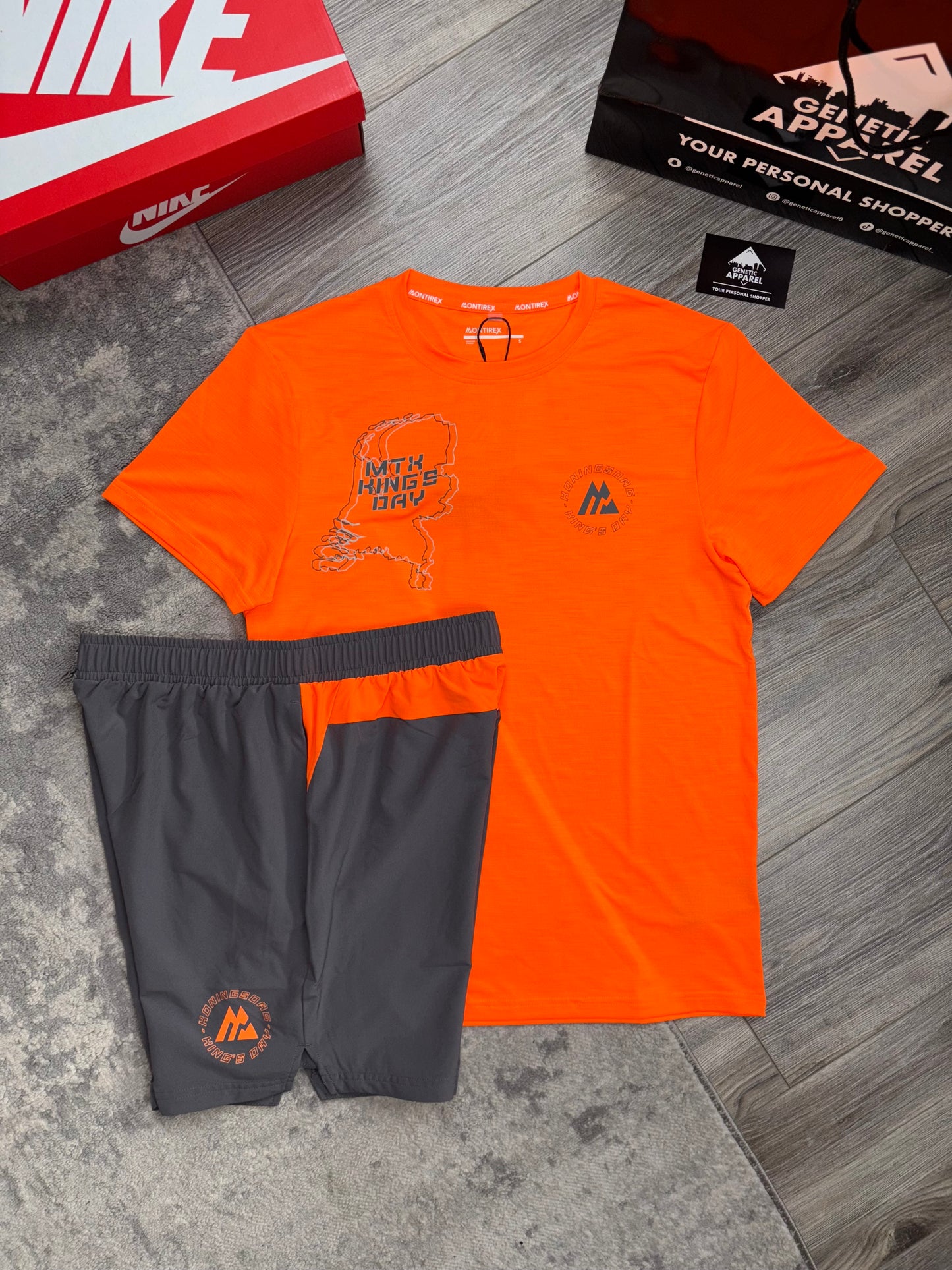 Montirex Dutch Exclusive T-Shirt / Short Set - ‘Orange/Grey’