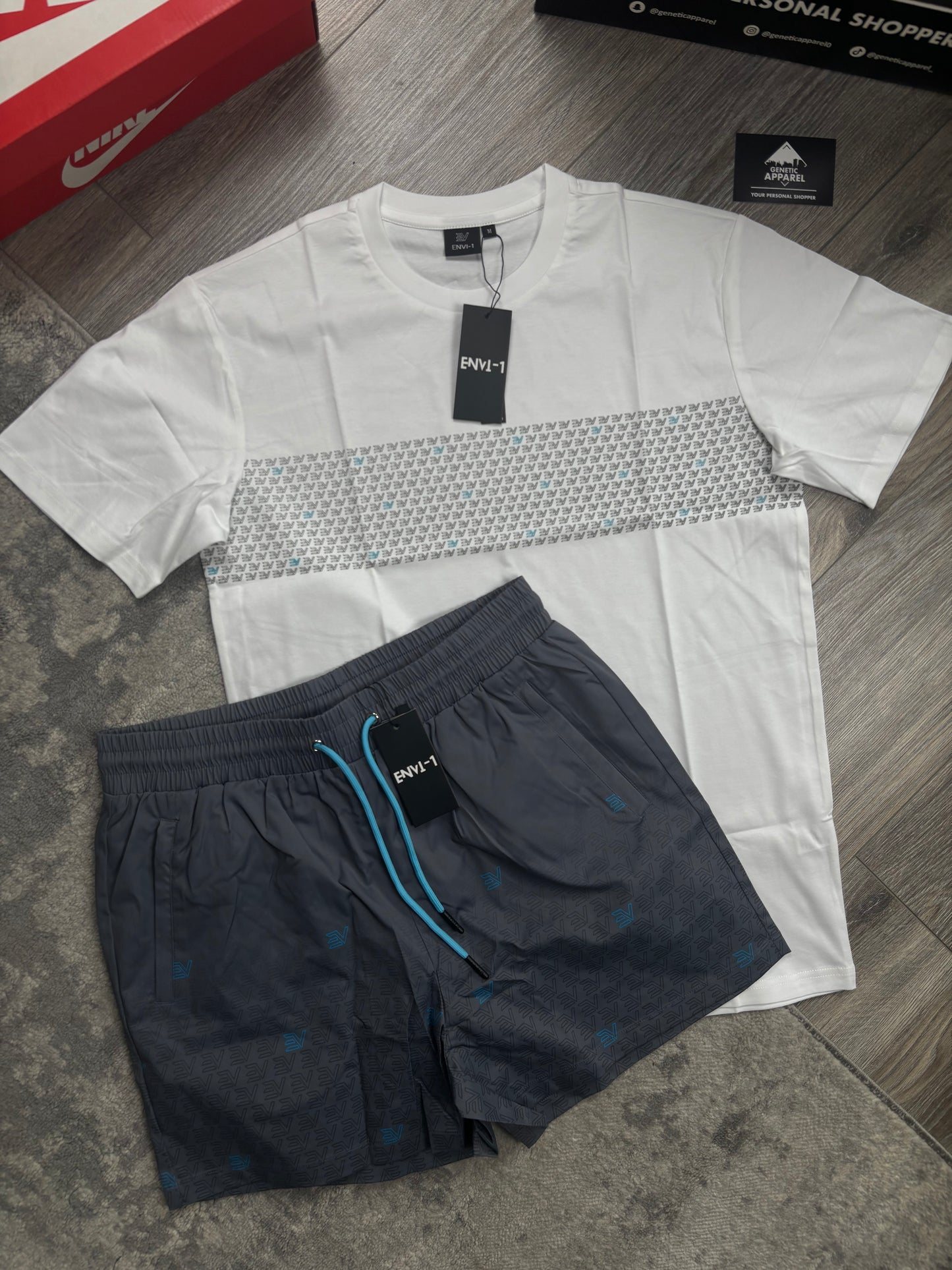 Envi-1 Monogram Summer Set - ‘ White/Baby Blue’