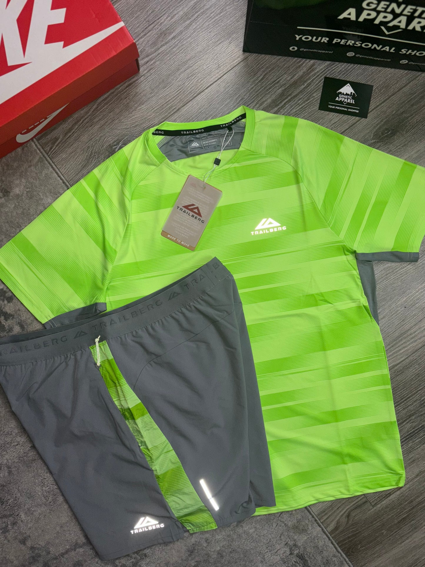 Trailberg Vertex T-Shirt / Short Set - ‘Lime/Grey’