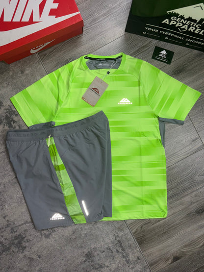 Trailberg Vertex T-Shirt / Short Set - ‘Lime/Grey’