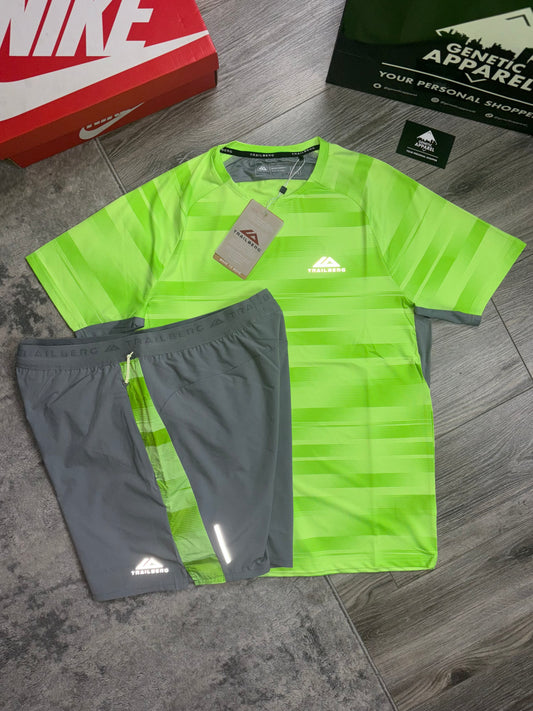 Trailberg Vertex T-Shirt / Short Set - ‘Lime/Grey’