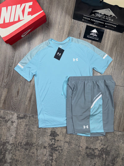 Under Armour T-Shirt/Short Set - ‘Sky Blue/Grey’