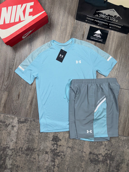 Under Armour T-Shirt/Short Set - ‘Sky Blue/Grey’