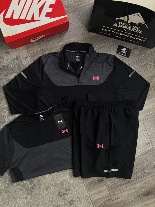 Under Armour 3-Piece 1/4 Zip Set - ‘Black / Pink’