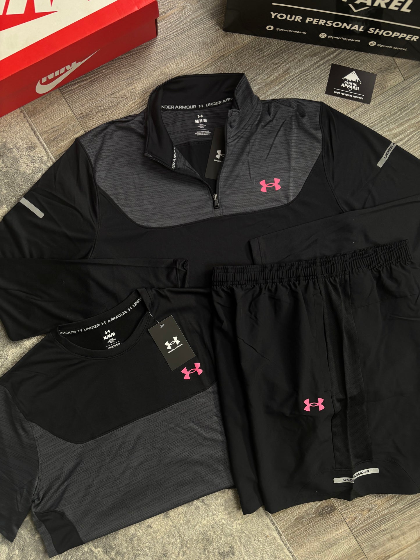 Under Armour 3-Piece 1/4 Zip Set - ‘Black / Pink’
