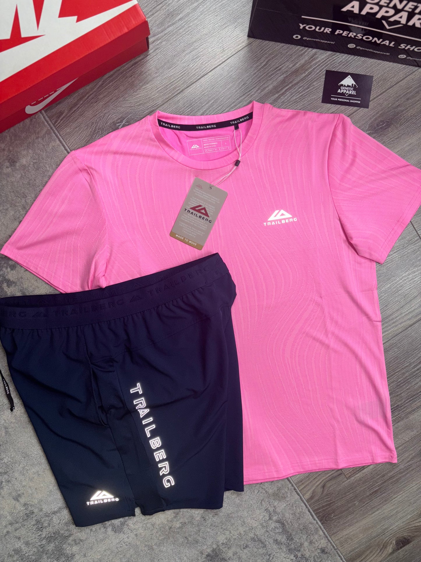 Trailberg Vertex T-Shirt / Short Set - ‘Pink/Navy’