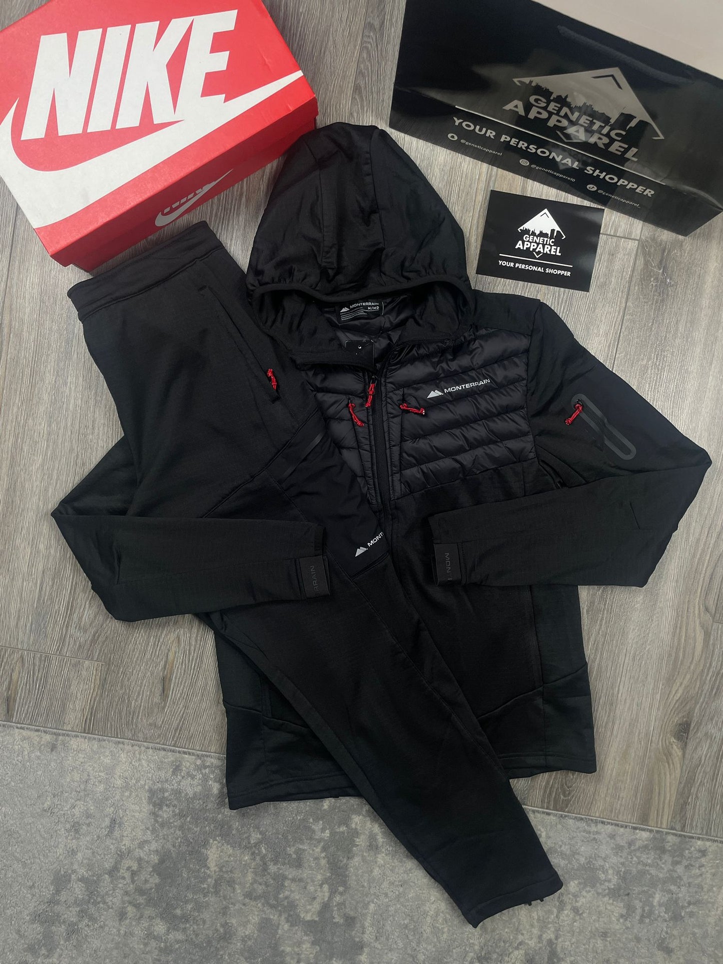 Monterrain Hybrid Tracksuit - ‘Black/Red’
